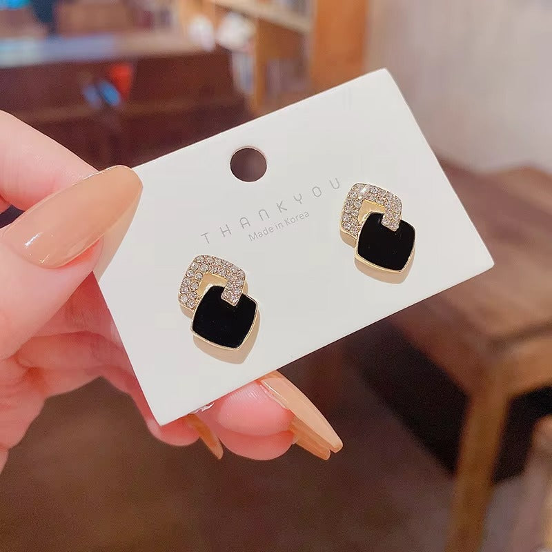 Cross Geometric Square Stud Earrings