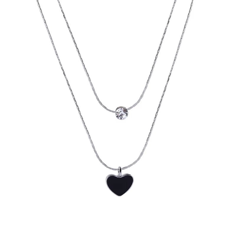Black Heart Two Chain Necklace