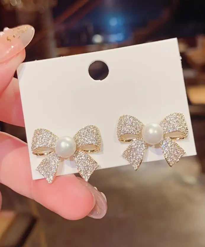 KOREAN SUPER FAIRY  BOW STUD EARRINGS