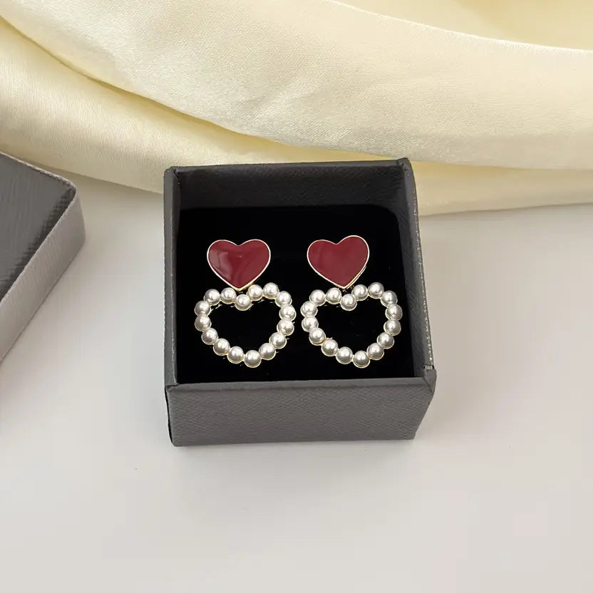 Fashionable Heart Shape Pearl Fashion Korean Earrings for Women and Girls Alloy Drops & Danglers, Stud Earring, Jhumki Earring, Hoop Earring, Cuff Earring