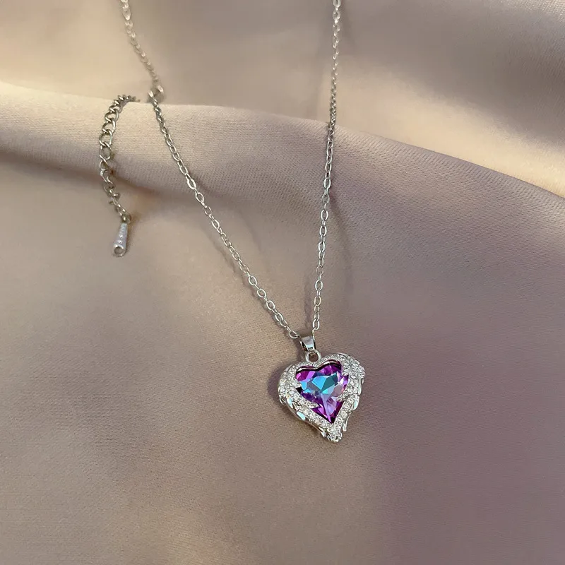 💙 Ocean Heart Crystal Pendant Necklace ✨️