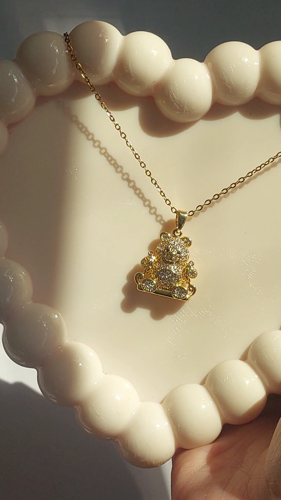 🧸💛 Sparkle Teddy Pendant Necklace ✨️
