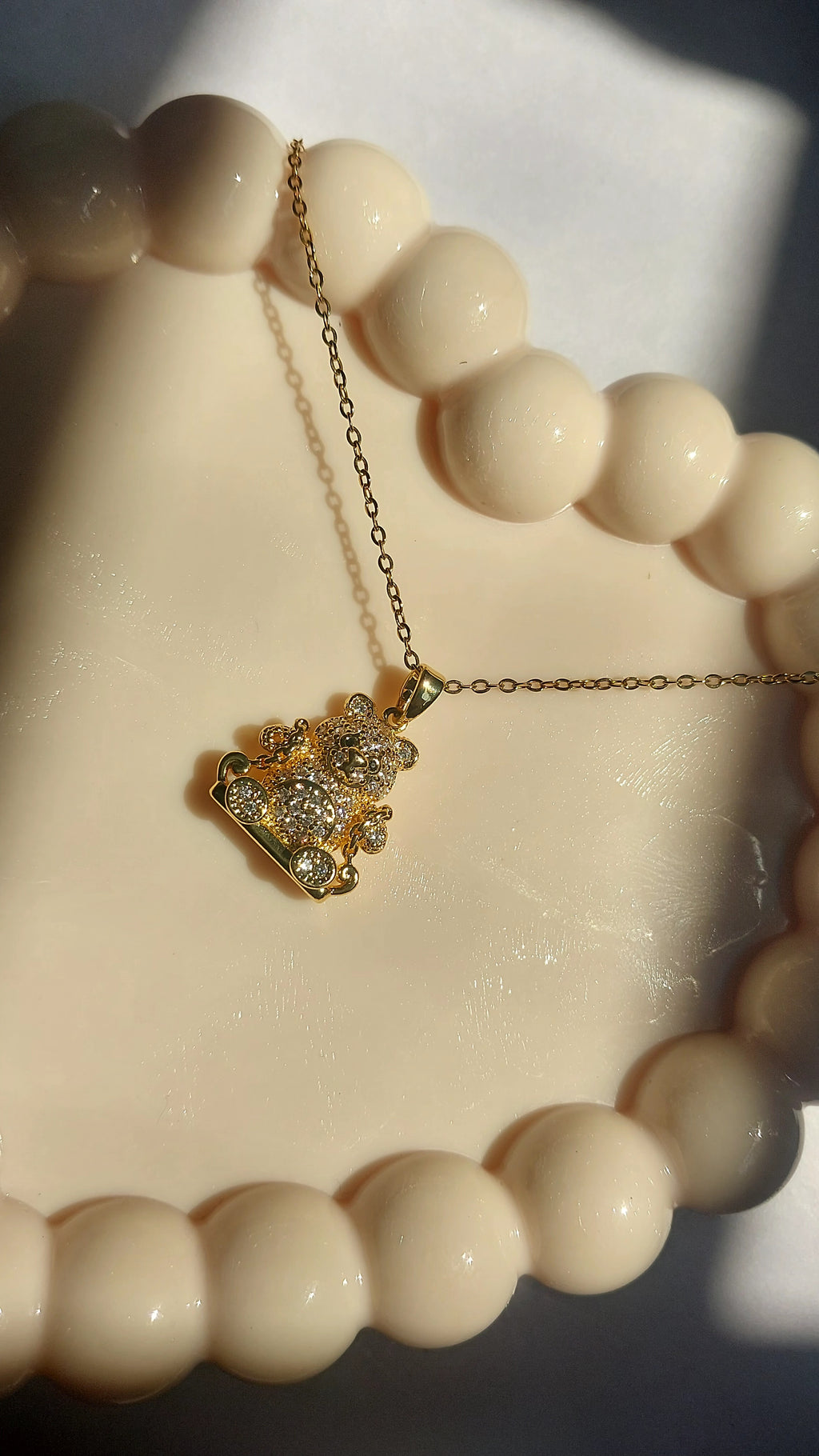 🧸💛 Sparkle Teddy Pendant Necklace ✨️